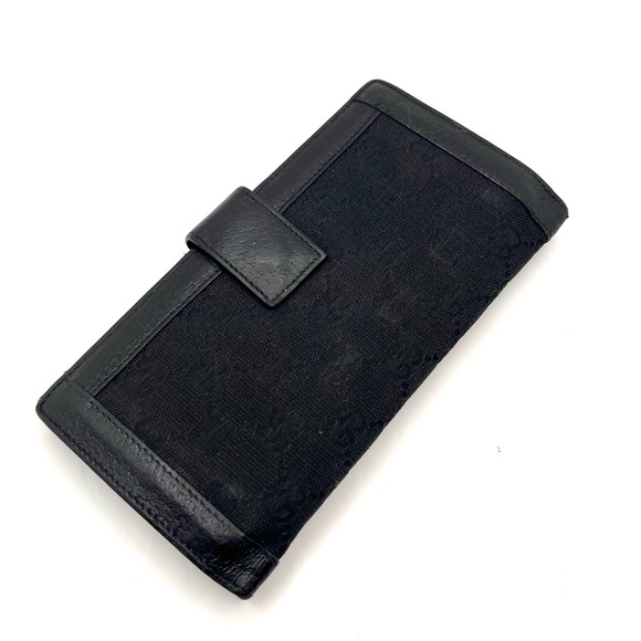 Authentic GUCCI Black Monogram Canvas x Leather Long Wallet - Picture 2 of 9